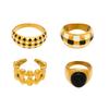 Anello smaltato a quadri europeo: Acciaio Inossidabile Placcato Oro 18K, Stile Lusso Leggero
