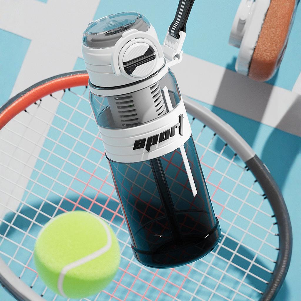 Sports Water Bottle, Plastic Water Cup, High Straw Cup, Large Capacity Double Drinking Cup 800ml/27oz