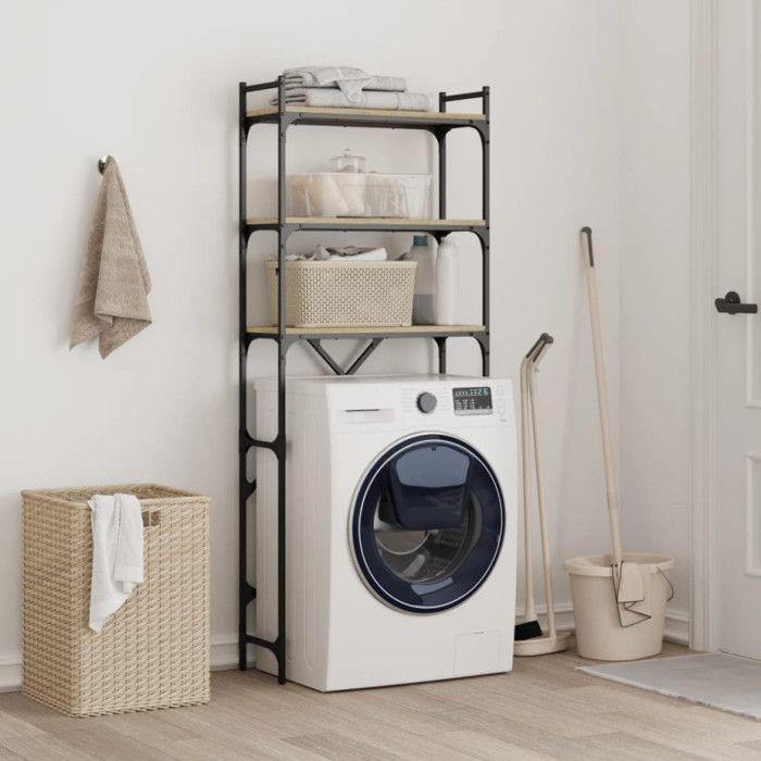 Étagère de lave linge chêne sonoma 67x25x163 cm bois ingénierie
