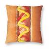 Funny Hot Dog Square Pillowcase Polyester Linen Velvet Printed Zip Decorative Throw Pillow Case Sofa Cushion Cover