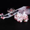 Halloween Kostüm Requisiten Gotische Hochzeitskleidung mit Brautstrauß und Krone Zombie Verkleidungszubehör für Partys Veranstaltungen