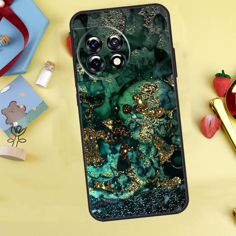

Teal Blue Gold Agate Marble Case For OnePlus 13R 12R 10R 15 13 12 11 10 9 13T 10T 8T Nord CE 5 2 3 4 Lite N20 N30 Cover OnePlus Nord CE 3