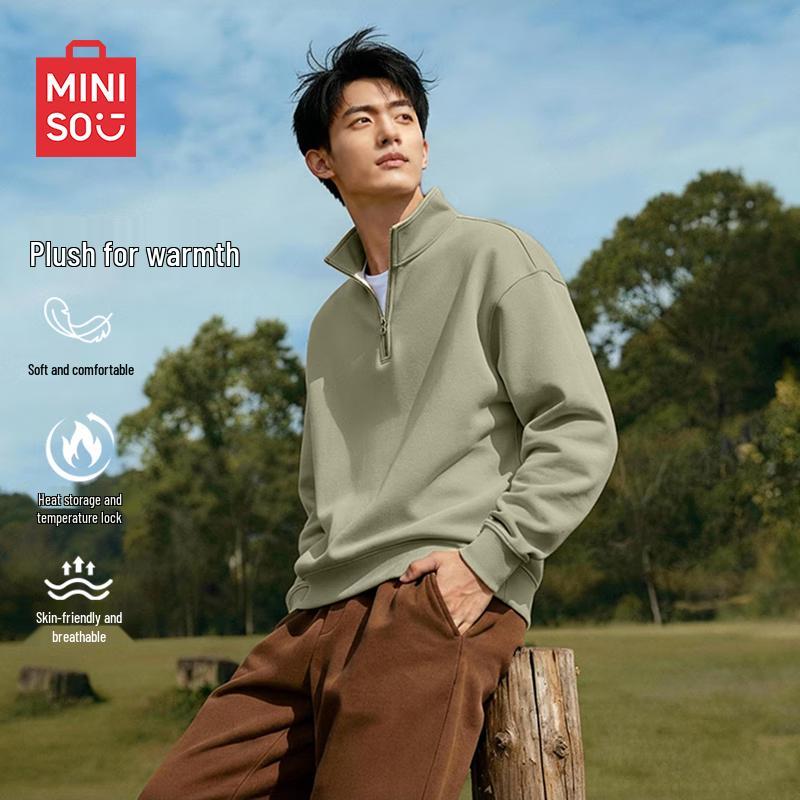 MINISO Unisex Heavyweight Fleece Stand-Collar Sweatshirt