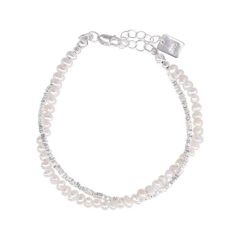 FY-SL330 Korean-Style Heavy Craftsmanship Pearl Silver Beaded Bracelet for Women Light Luxury Fine Chain Link Versatile