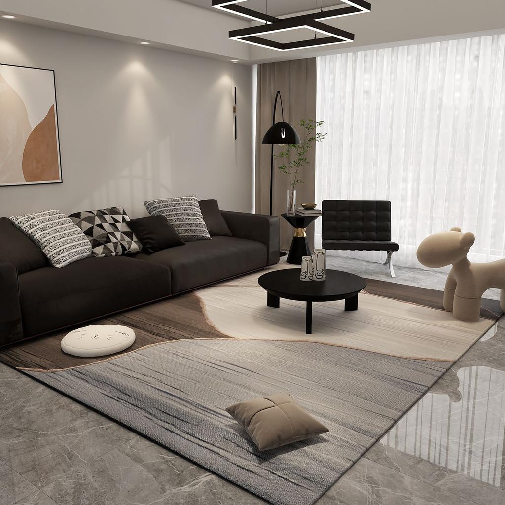 Minimalist Abstract Line Carpet Nordic Gray Artistic Decorative Rug Large Size Living Room Carpet Bedroom Easy Clean Bedside Rug