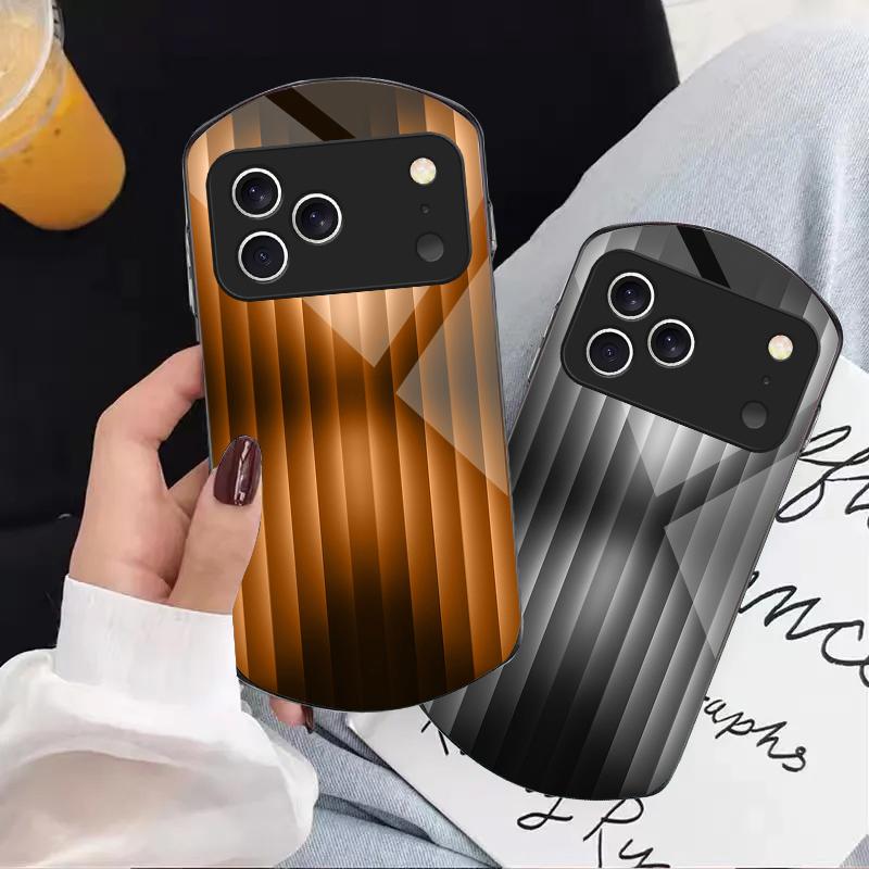 Brown delicate gradient For iPhone 17 16 15 14 Pro 13 Plus 12 mini 11 Pro Max XR X S 7 8 Elliptical Tempered Glass Phone Case