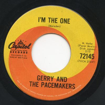 7inch Record GERRY & THE PACEMAKERS - I'm The One 72145 CAPITOL 1964 Canada Rock Used
