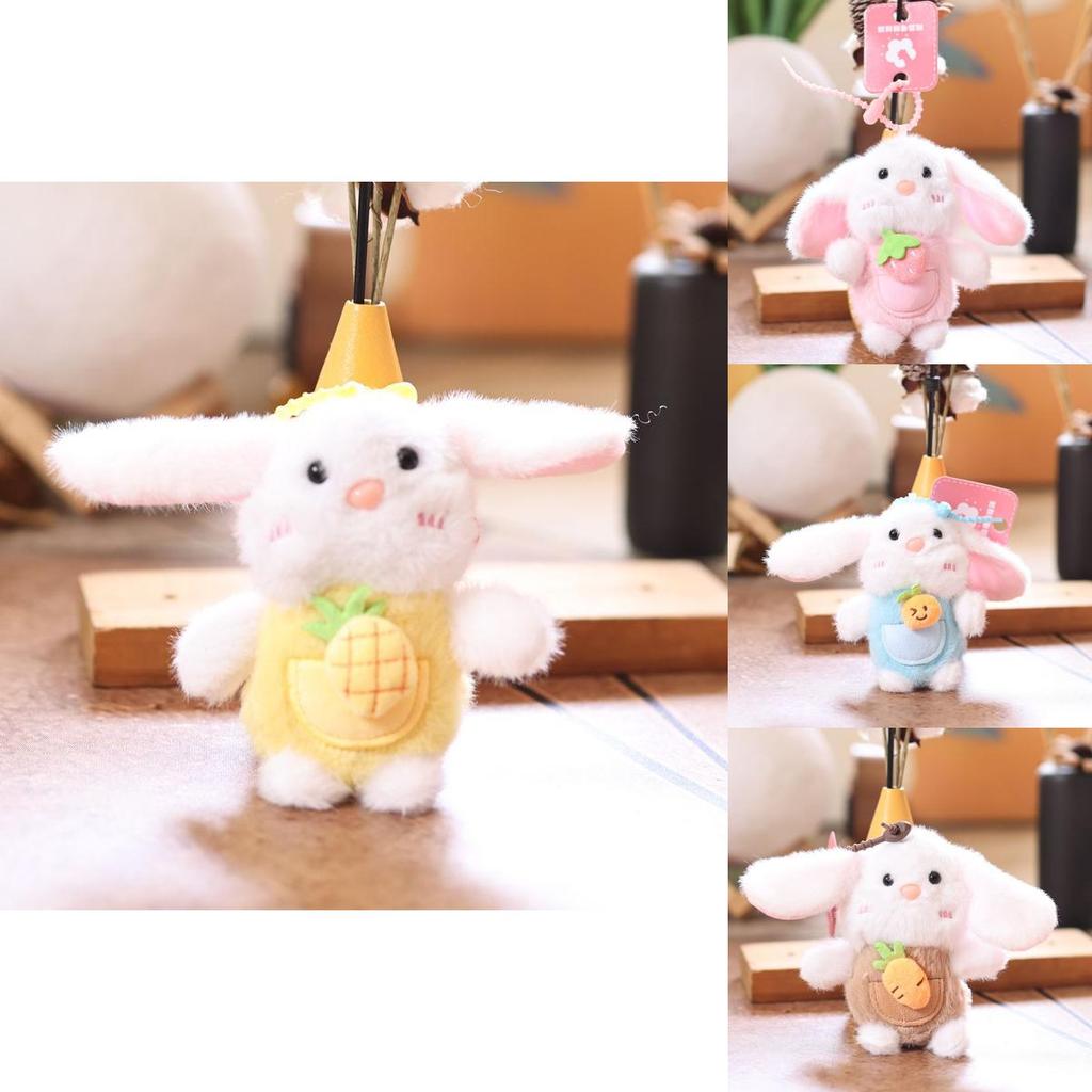 Cute Fruit Bunny Plush Keychain With Soft Polyester Fill For Bag Decoration