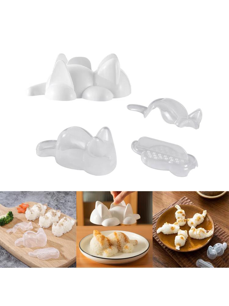Set of 2 Cute Cats Shaped Rice Molds for Fun Meal Preparation Animal Shape Sushi Mould Mashed Potato Baking Supplies