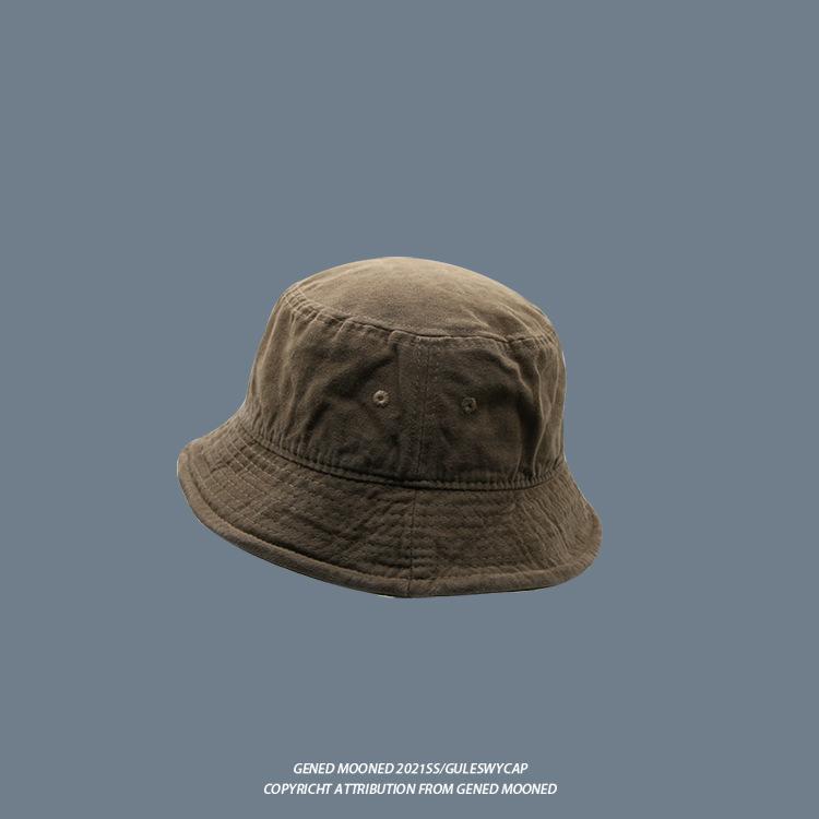 Solid-color, washed black fisherman's hat, unisex sun hat for sun protection