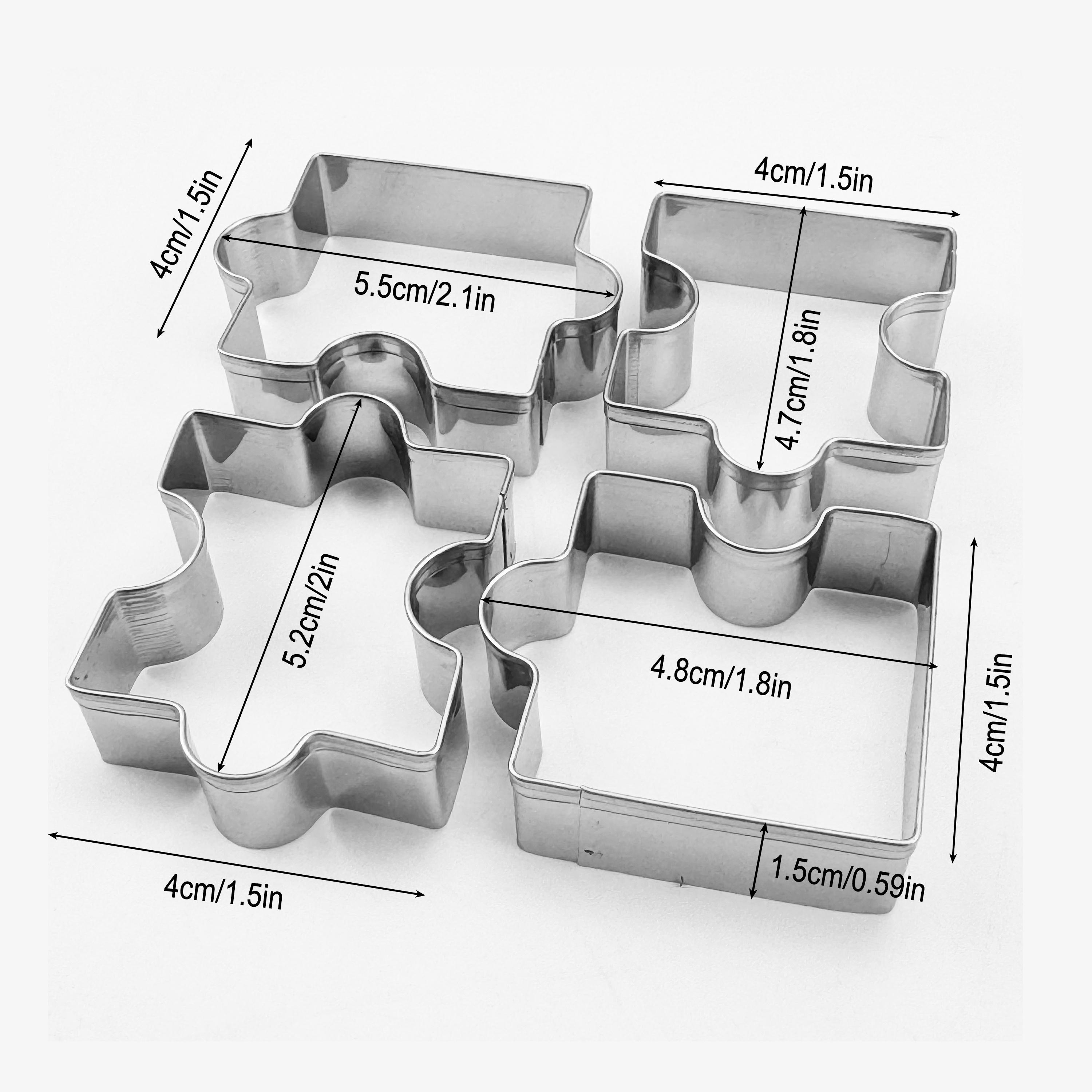 

4pcs Stainless Steel Puzzle Cookie Cutters Set - Square Cookie Cutter with Interlocking Pieces for Cookies Cakes Vegetables Clay Fruit and Candy