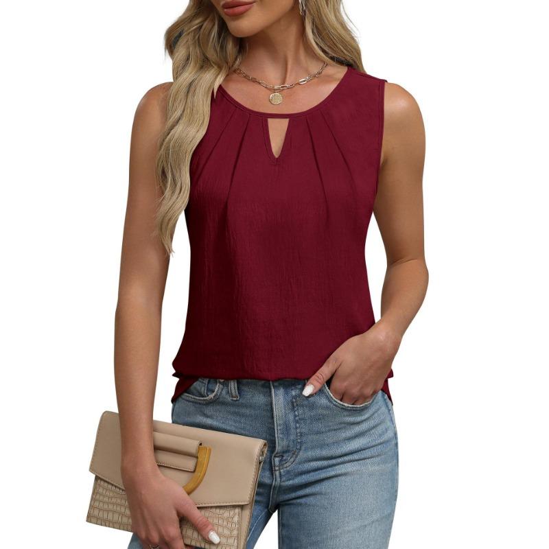 Spring and Summer New Solid-color Round-neck Sleeveless Casual Short-sleeved Vest T-shirt