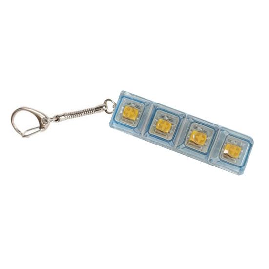 Clear 4-Keys Fidget Keyboard LED Light-up Anxiety Relief Finger Clicker Keychain Office School Travel Focus Decompression Button Sensory Toy