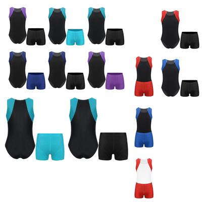 Mono sin mangas para niños con pantalones cortos, maillot de gimnasia para entrenamiento