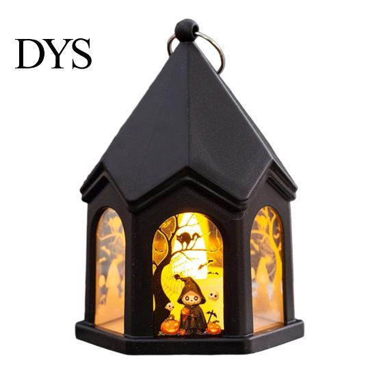 Spooky Table Centerpieces Halloween Pumpkin Lantern, Gothic House Shape LED Flickering Candle Light Plastic Decorative Lights for Party, Centerpieces,