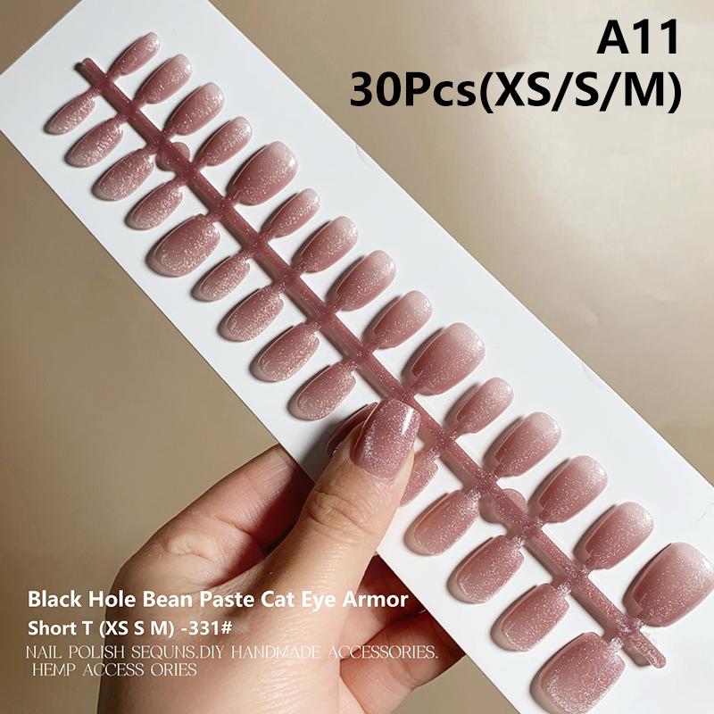 

30 шт. магнитные накладные ногти в виде кошки, симпатичные съемные накладные ногти, носимые накладные ногти, простой декор для искусственного искусства as the picture