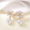 New Camellia Pearl Earrings Niche High-end Exquisite Flower Stud Earrings Versatile Temperament Earrings