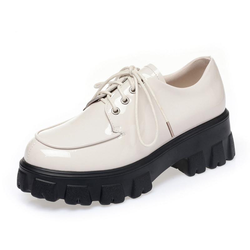 Fashion AIYUQI Shoes Loafers Women Platform Genuine Leather Ladies Casual Shoes Lace Up British Style Student Shoes Girls