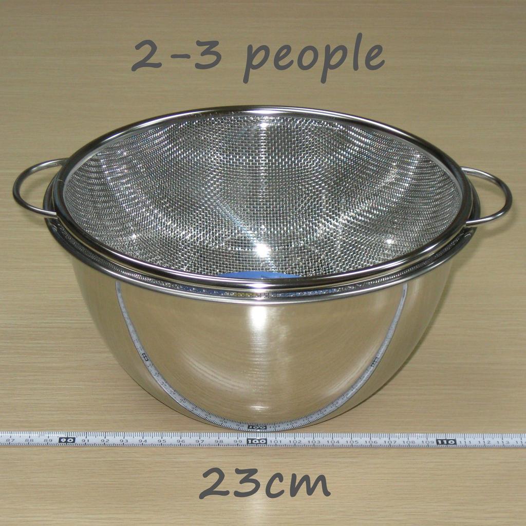 Nagao Deep Bowl and Colander 23cm Outer Stainless Made in Japan Tsubame-Sanjo Set, Standard, Diameter, 18-8 Steel,