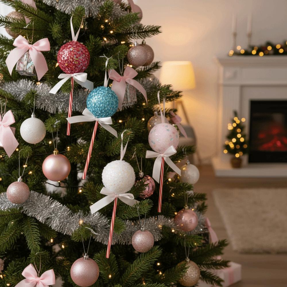4PCS Foam Ball Candy Christmas Tree Decoration Hanging Lollipop Ornaments  Christmas Party