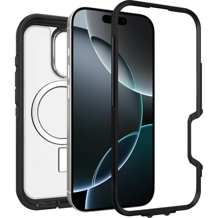 Coque Defender XT MagSafe - OTTERBOX - iPhone 16 Pro - Antichoc - TransparentNoir - Double couche