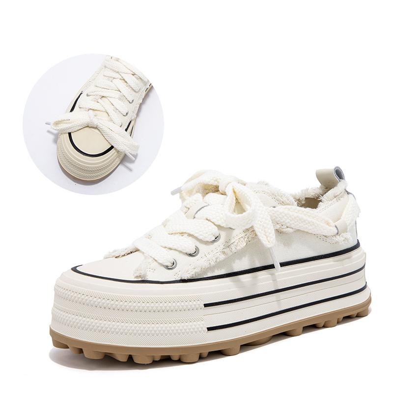 Women Canvas Sneakers 5 CM Platform Outdoor Street Shoes Lace Up Comfortable Sports Shoes High Quality Tenis Sneakers 36-43