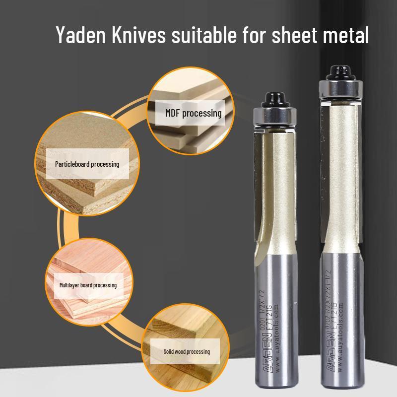 Yaden Woodworking Router Bit: Extended Bearing Edge Banding Burr Engraving Tool - Professional Grade Straight Knife.