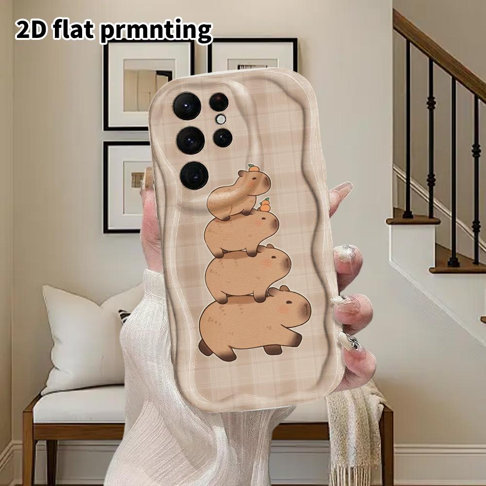 Phone Case: 2D Flat Samsung Galaxy A34 A35 M05 M06 S20 S22 S21 FE Plus 5G Protective Case, Couple Style, Stackable Capybara, Christmas and Halloween G