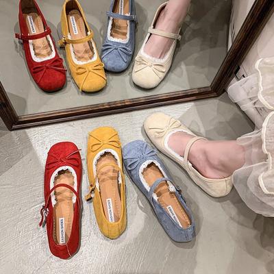 French Fairy Square Head Ballet Shoes New Autumn Bow Skirt Single Shoes Soft-soled Mary Jane Shoes