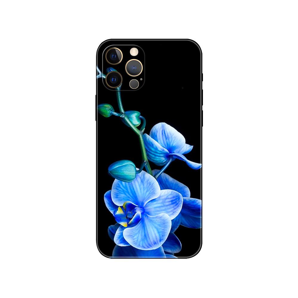 Orchid Flowers Colorful Phone Case for Iphone 5 5s 2020se 6 6s 7 8 Plus X 10 XR XS 11 12 13 Mini Pro MAX Black Tpu Back Cover
