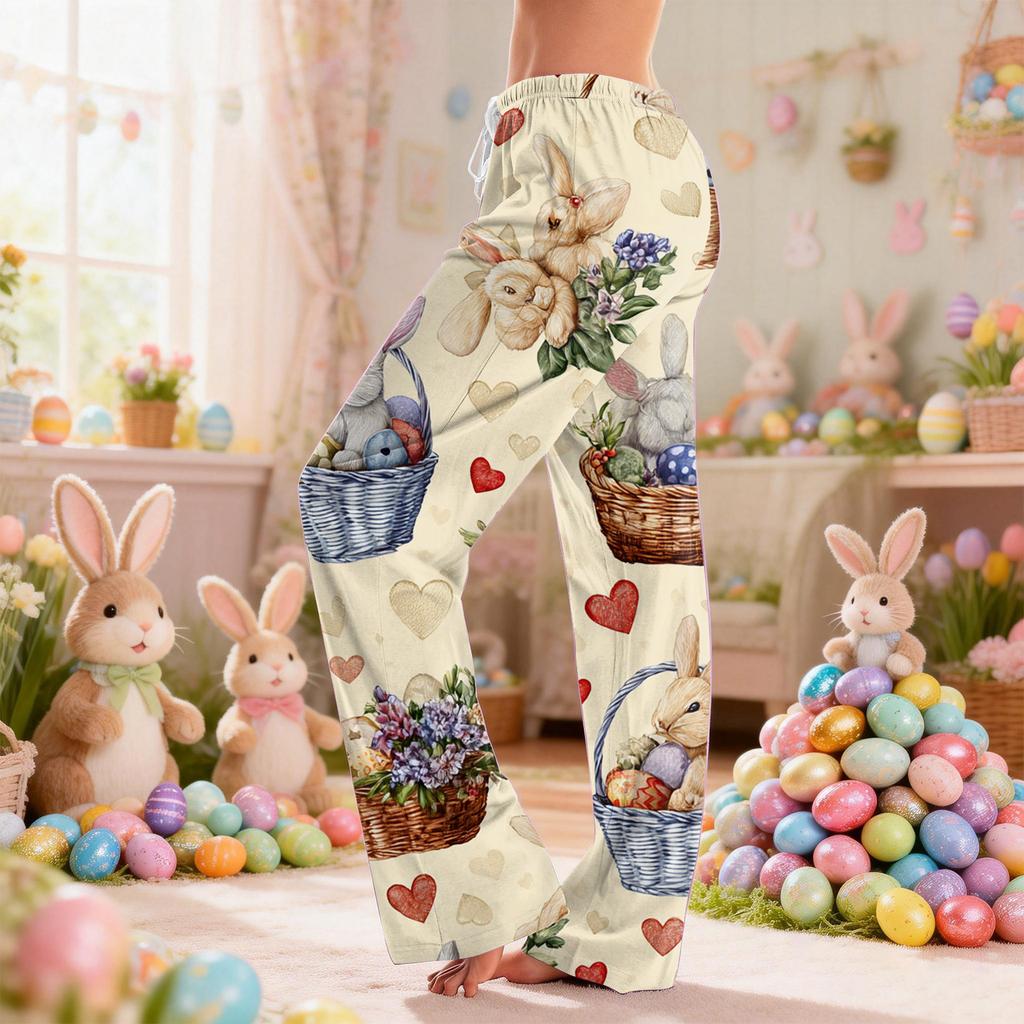 Women's Casual Fashion Easter Print Loose-fitting Pajama Pants