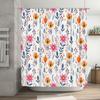 Bright Floral Shower Curtain Waterproof Fabric Bathroom Decor Pink Blue Yellow Orange Red White Pattern Modern Style