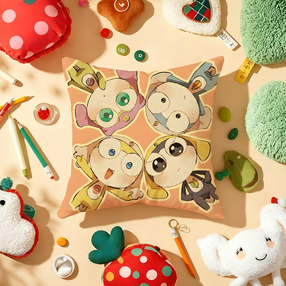 Funny Cartoon Keroro Gunsou Frog Cushion Cover Plush Fabric Soft Double-Sided Printed Sofa Warm Winter Home Gift Pillow Cover