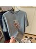 Women's Red Year of the Horse Print Brushed Cotton Short Sleeve T-shirt - Loose Fit, Versatile Trendy Style