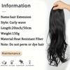 Synthetic Long Culry Hair Extension V-shaped One Piece Fluffy Invisible Hair Black Brown Hairpiece for Women