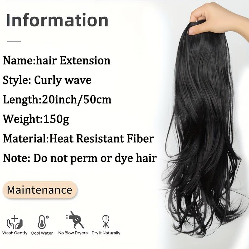 Synthetic Long Culry Hair Extension V-shaped One Piece Fluffy Invisible Hair Black Brown Hairpiece for Women