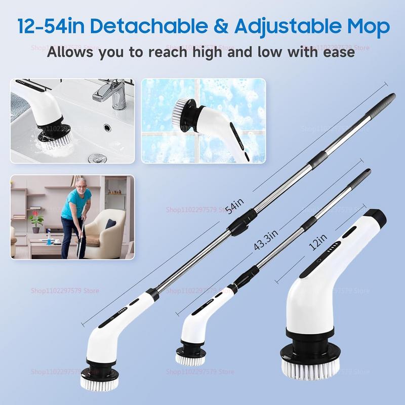 Electric Cleaning Brush2-gear Cordless Rotary Floor Scrubber Wireless with Adjustable Extension Handle Perfect for Home Kitchen