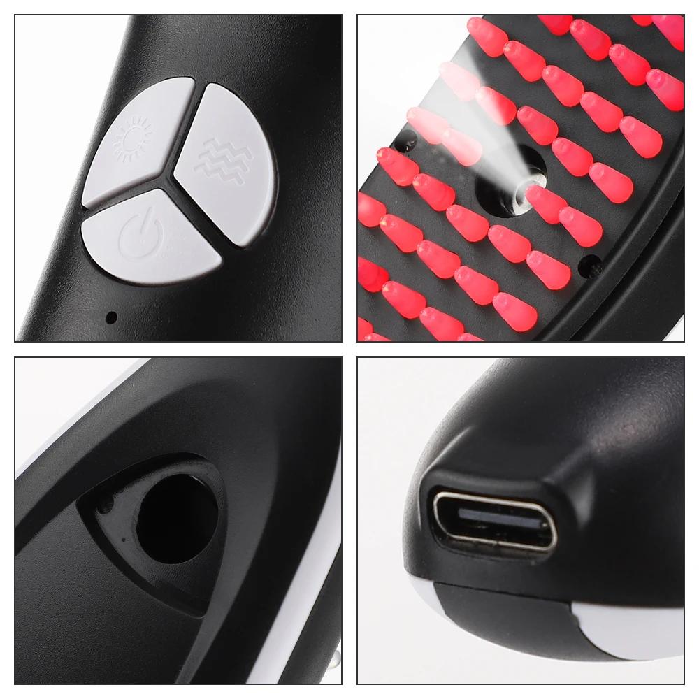 Electric Spray Massage Comb LED Anti Hair Loss Vibration Head Massager Brush Hair Growth Scalp Liquid Medicine Atomizing Comb
