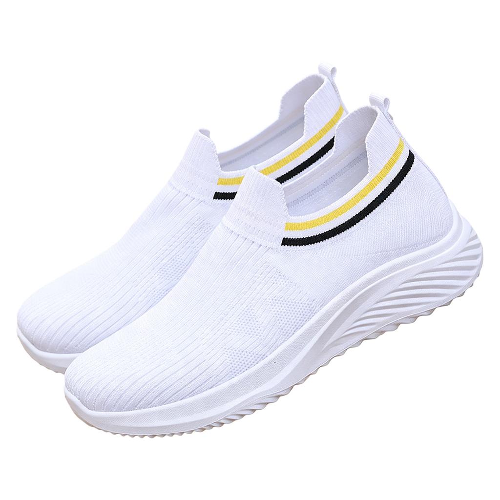 Lightweight Slip-On Knit Sneakers for Women Breathable Casual Athletic Shoes Flexible Sole Comfortable Fit