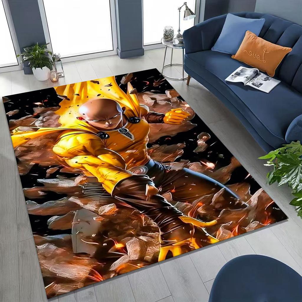 Anime One Punch Man Saitama Cartoon Cartoon Rug for Bedroom Living Room Sofa Home Doormat Decor,Kids Play Non-slip Floor Mat