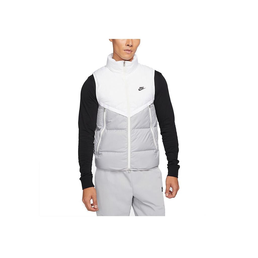 Nike Logo Printed Color Block Warm Stand Collar Sports Down Vest Men Vests White DD6818-100