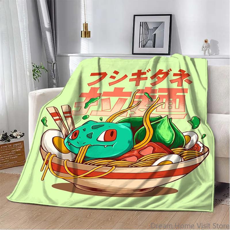 Cartoon Flannel Fluffy Fleece Anime Figures P-Pokemon Blanket Home Sofa Lunch Break Blankets Children Student Kids Cute Gifts