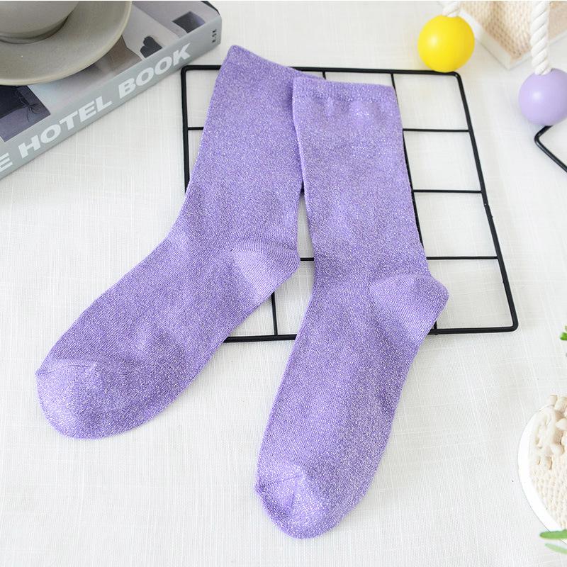 Bunte Sexy Glänzende Socken Koreanische Styles Goldene Silberne Seidenstrümpfe Luxuriöses Design Hohe Qualität Damenstrümpfe