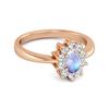 Moonstone Classic Halo Ring - 925 Sterling Silver Rose Gold Vermeil