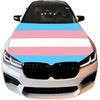 Transgender Pride Flag Car Hood Cover 4X5 Ft Polyester Car Bonnet Banner,Elastic Fabrics Can be Washed Suitable for SUV and Pickup Trucks