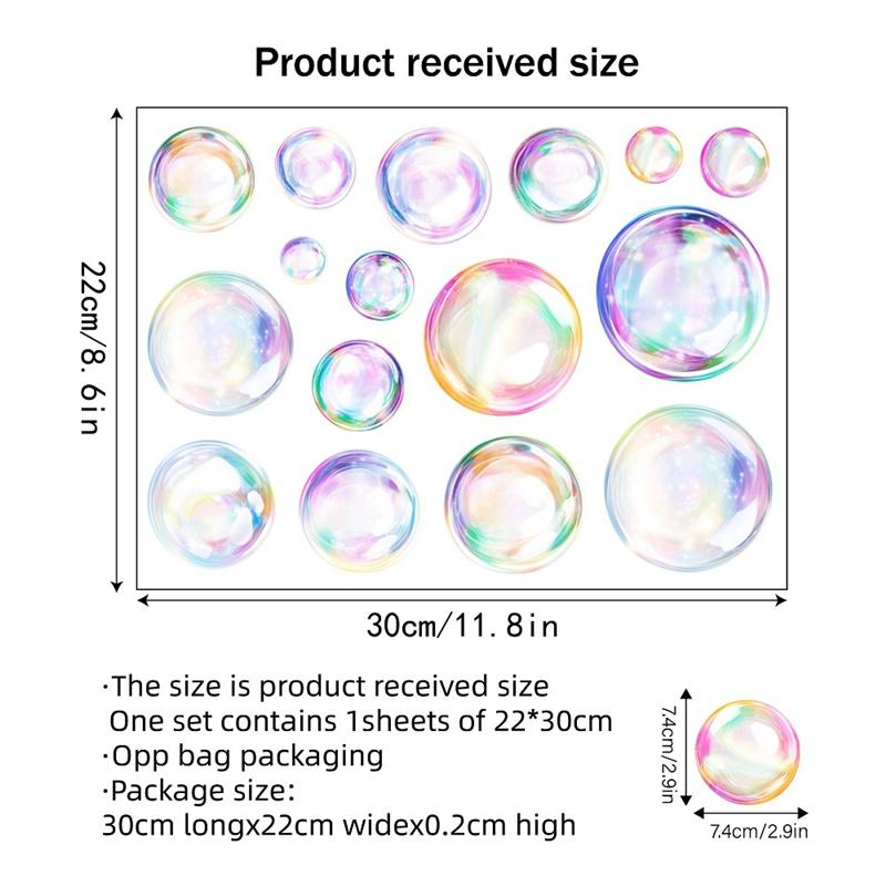 Dreamy Colorful Bubble Vinyl Glass Stickers Removable Electrostatic Decals For Door Window Wall Living Room Bedroom Home Decor