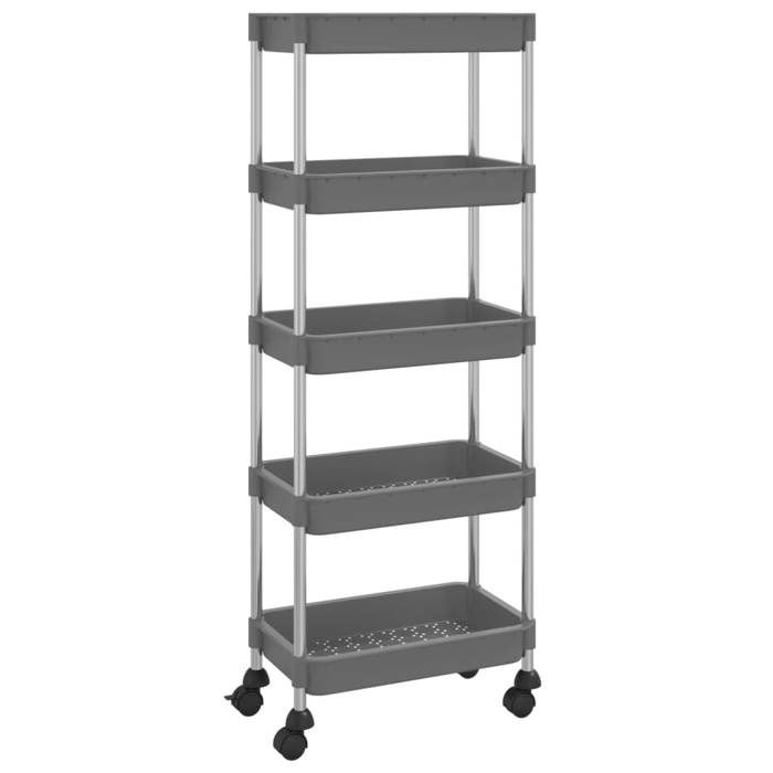 VidaXL Chariot de cuisine 5 niveaux Gris 42x29x128 cm Fer et ABS 336333