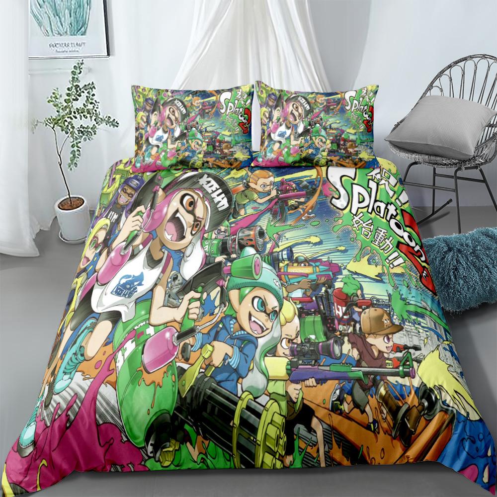 Switch Game Bedding Set King Queen Full Twin Double Single Size splatoon Duvet Cover Set