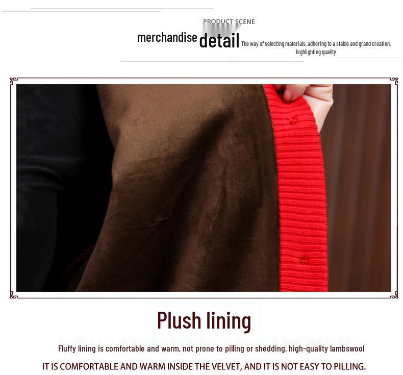 Elderly Men's Thickened Knitted Cardigan with Fleece, Wool Sweater for Grandpa and Grandma, Red Jacket