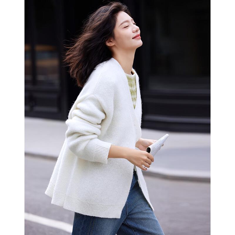 Demana French Style Wool Blend V-Neck Cardigan